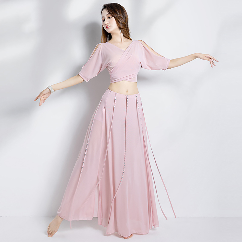 Costume de brevdu Ventre Professionnel pour Femme Adulte, Haut et Jupe, Ensemble de 2 Pièces, Tenue de Pratique sur Scène