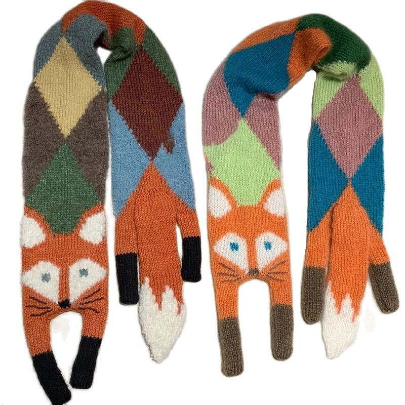 Nouveau automne hiver enfants dessin animé renard tricoté écharpe bébé garçons filles chaud femmes châle enfants femme tricoté Animal femmes écharpe