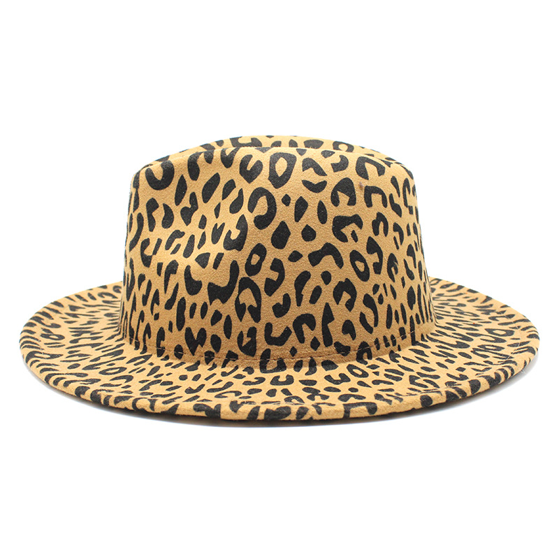 Chapeau Fedora léopard pour femmes, chapeau de route ouvert, à la mode, à large bord, en feutre, Panama, boucle de ceinture classique