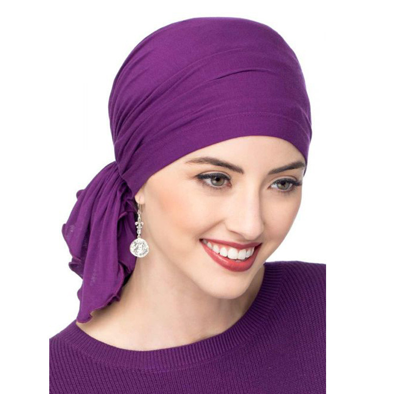 Élastique femmes Modal coton à volants Turban casquettes musulman foulard Bonnet pré-attaché Hijab bandeau casquette doux dame perte de cheveux chimio casquette