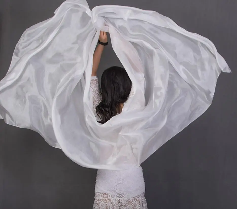 5 Mommes Habotai culte soie matière première danse du ventre ventilateur voiles Streamer tissu bricolage matériel pur blanc