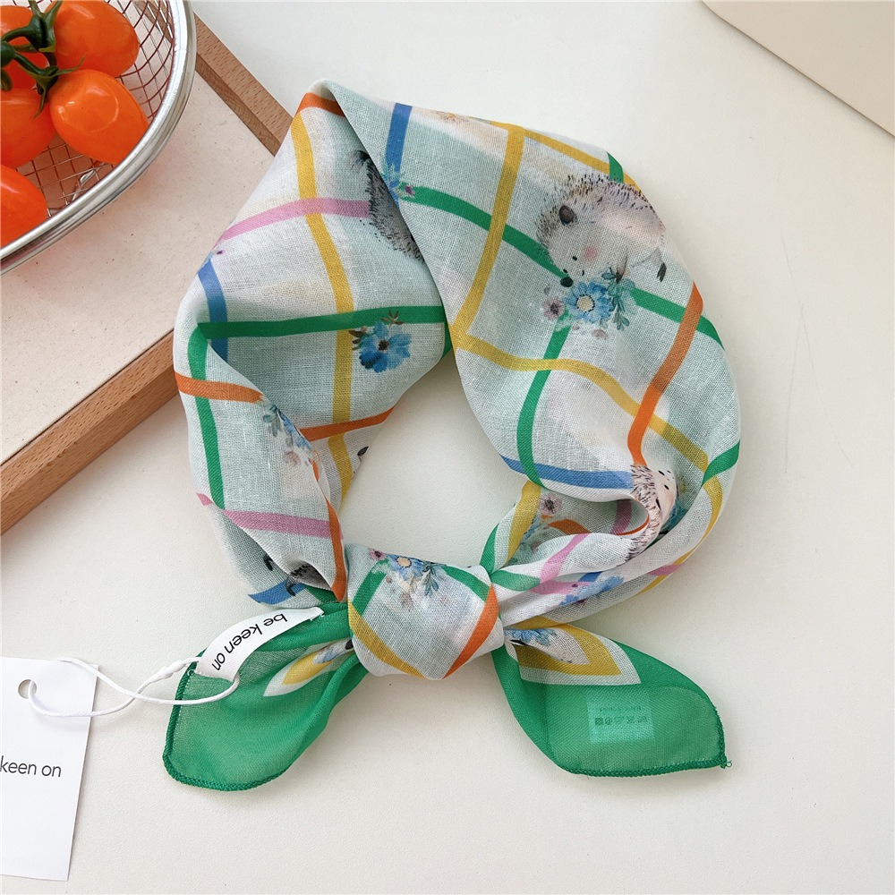 Foulard carré 55 cm, décontracté, à imprimé floral, bandana, foulard de tête, accessoires pour cheveux