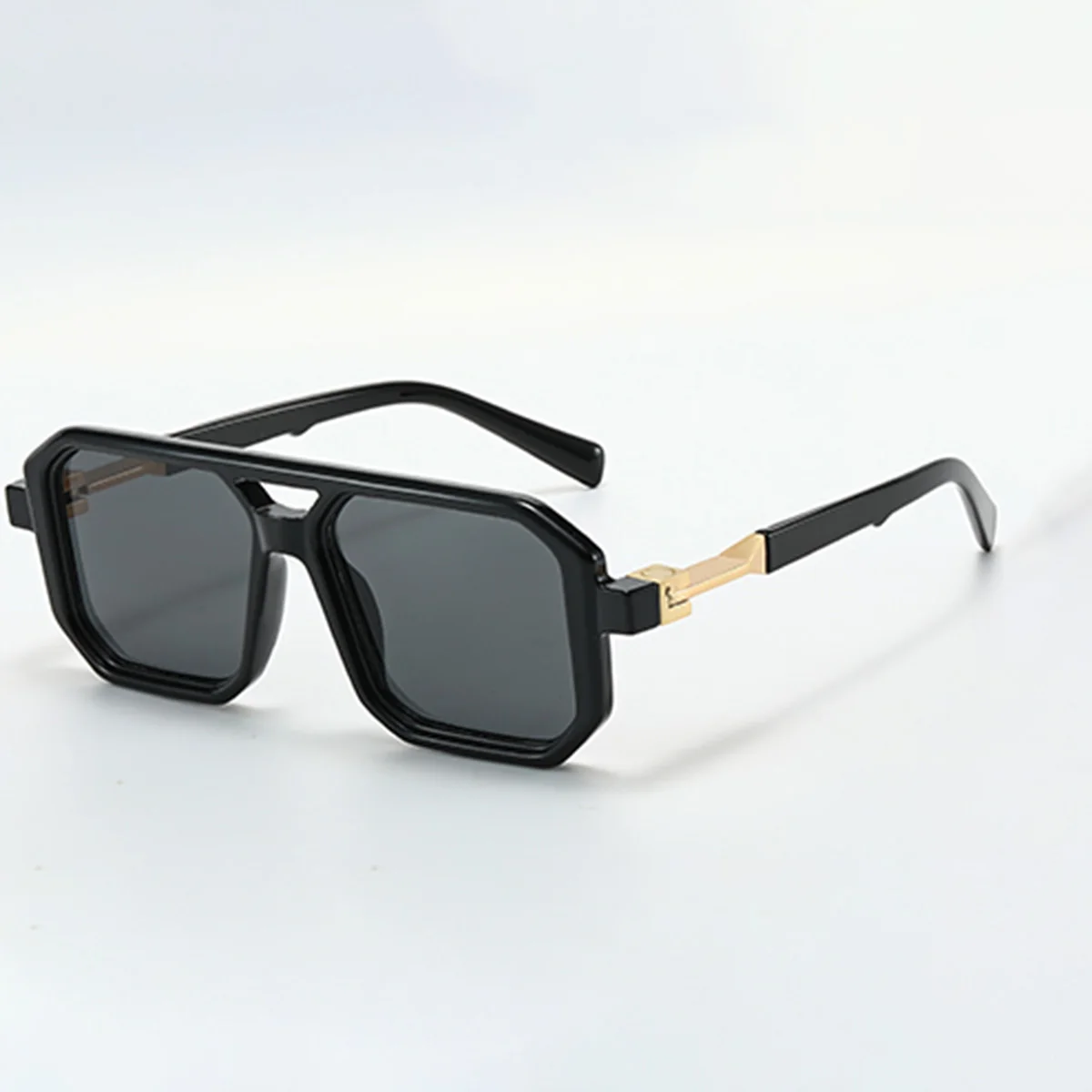 Lunettes géométriques pour femmes, lunettes à Double pont, lentilles colorées carrées épaisses de Style métal lourd, lunettes décoratives à la mode