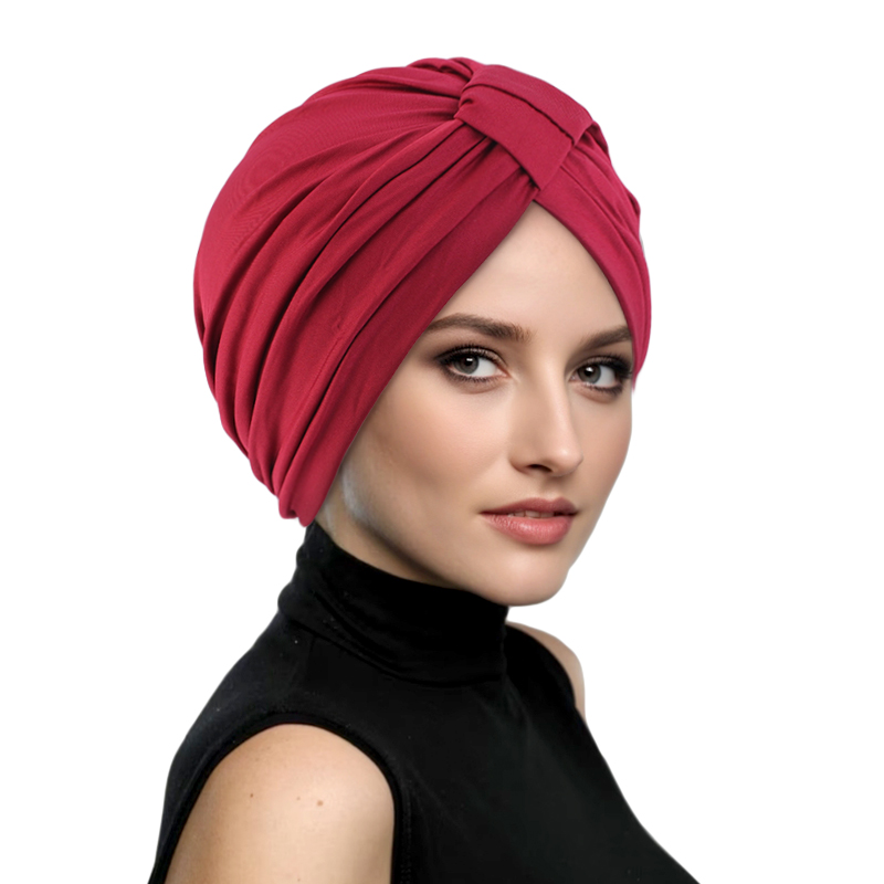 Chapeau turban musulman respirant de couleur unie pour femme, foulard carré gaufré, chapeau élastique indien