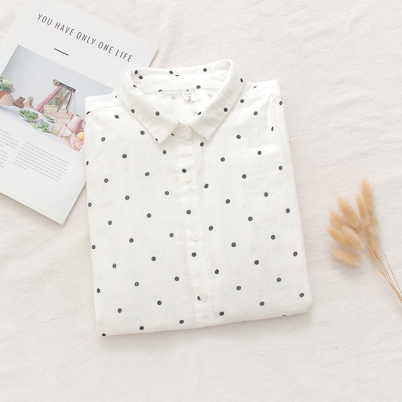 Chemises à manches longues brodées en coton pour femmes, blanc et bleu, nouvelle collection printemps 2026, chemisiers et hauts décontractés amples pour femmes, vêtements féminins raffinés