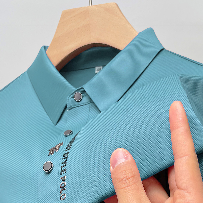 Haute qualité Ice Silk manches courtes hommes polo shirt été nouvelle marque mode broderie DESIGN TOP respirant cool t - shirt