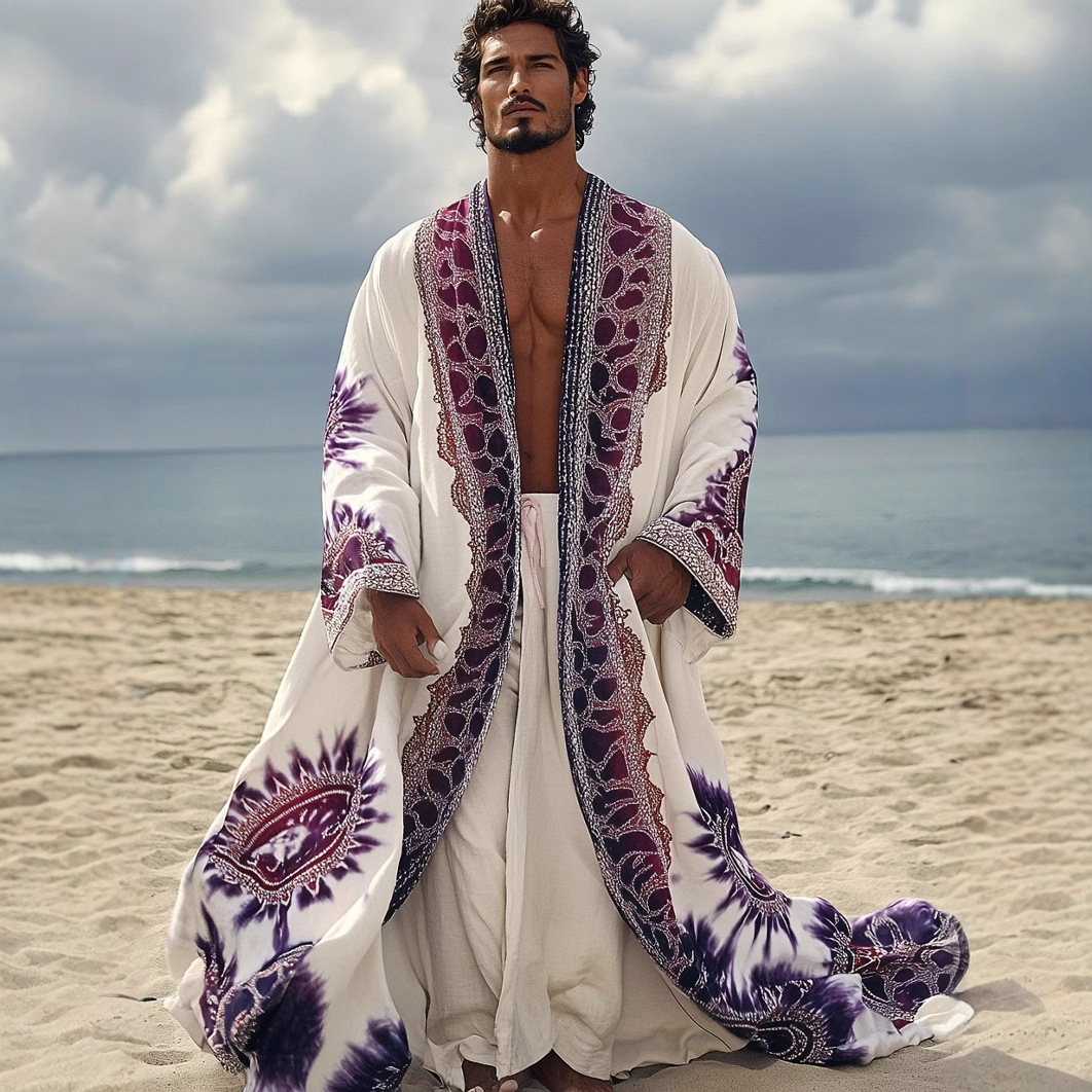 Robe longue à manches longues avec impression numérique et protection solaire pour hommes et femmes