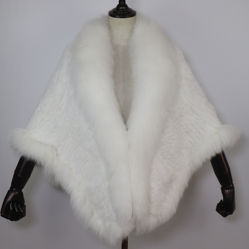 Châle en fourrure de lapin véritable pour femmes, écharpe avec col en fourrure de renard, Poncho chaud tricoté en fourrure de lapin, accessoires de fête à la mode pour filles, 100%