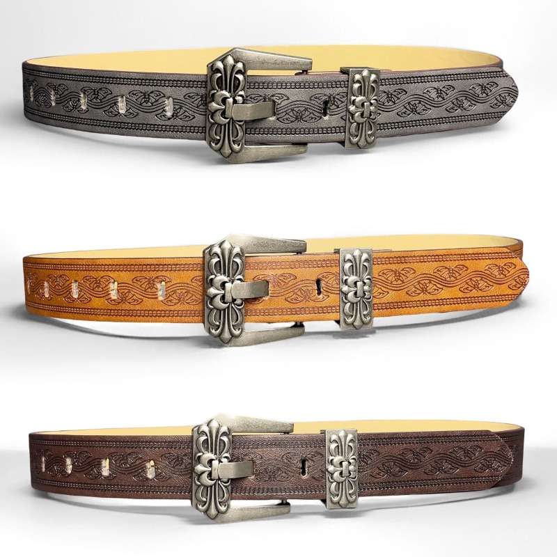 Ceinture tendance style rétro européen et américain à imprimé sculpté - Ceinture Y2K féminine et tendance pour le quotidien - Ceintures transfrontalières pour femmes