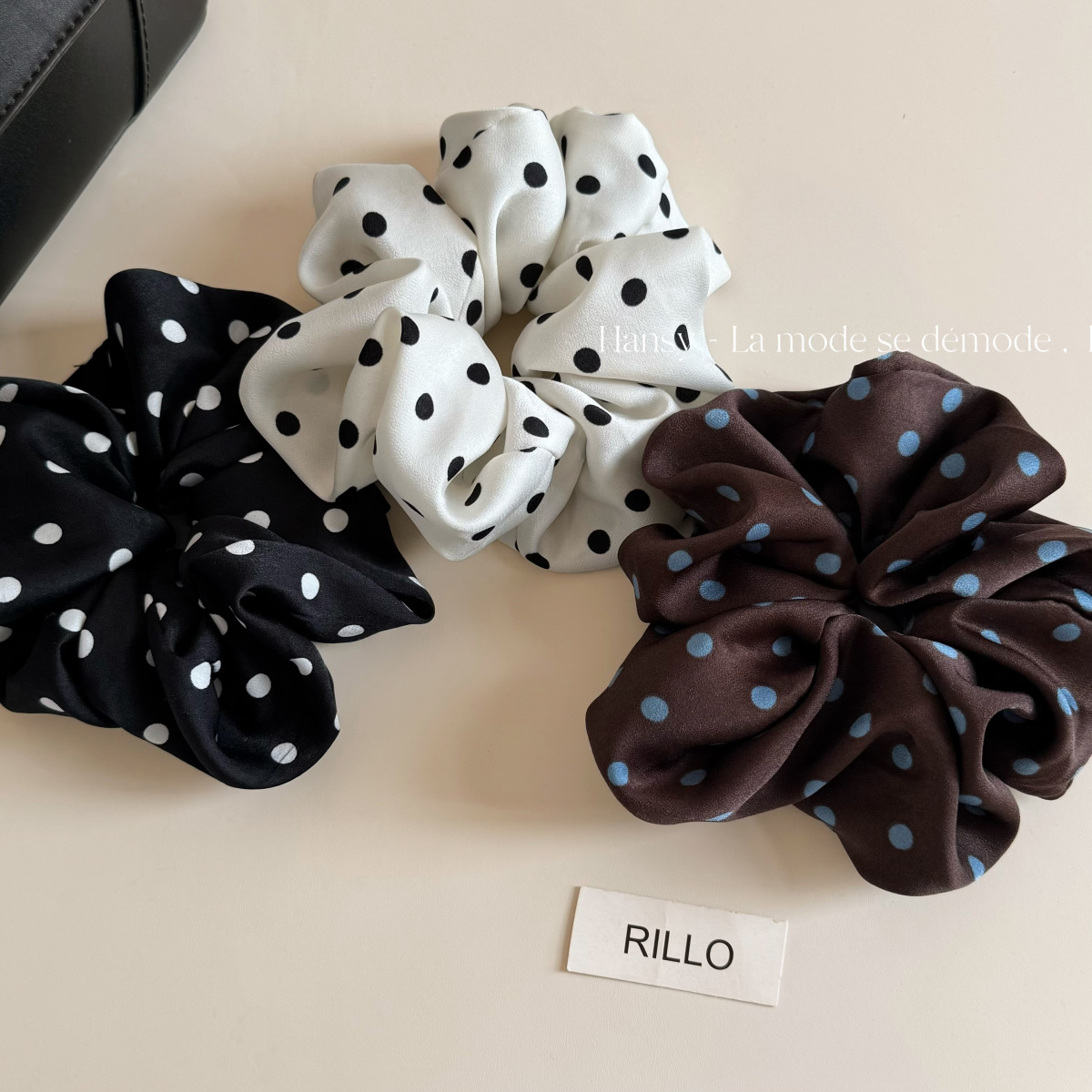 Élastiques à cheveux vintage à pois en satin, design simple, chouchous rétro, accessoires capillaires classiques pour femmes