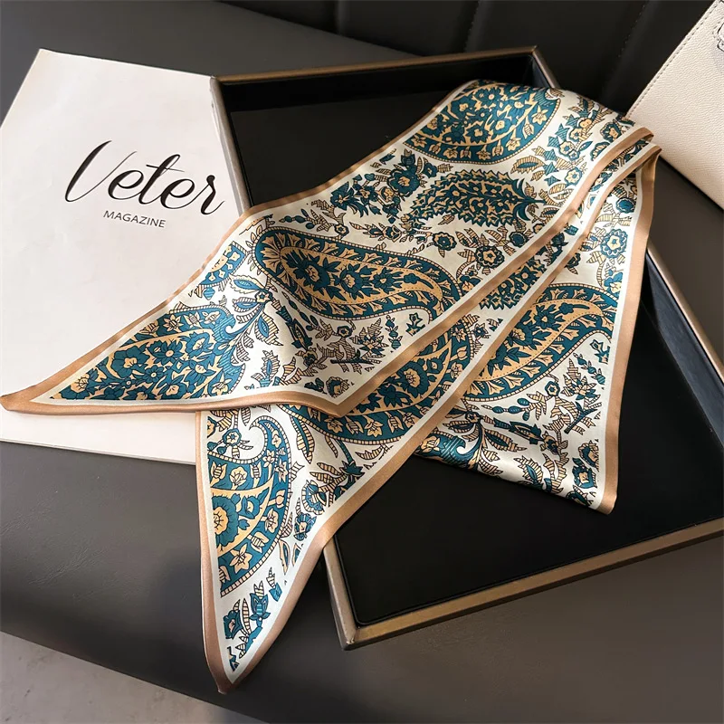 2025 printemps Foulard femmes nouveau Design impression soie sentiment bandeaux Foulard Foulard dame longue maigre ruban sac cravates