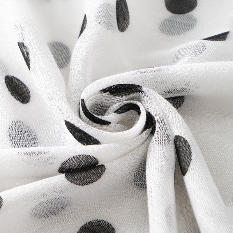 Écharpe longue à pois en laine de Bali, châle, nouveau foulard arabe, hijab noir et blanc