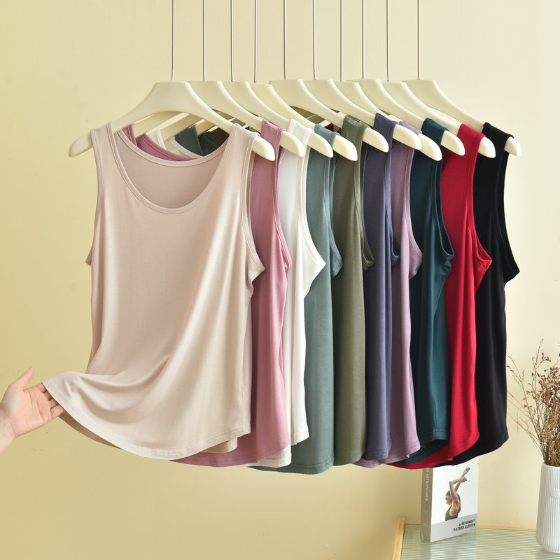 Débardeur à col rond en Modal XL à 6XL, camisole d'été pour femmes, T-shirt fin et ample sans manches, couleur unie, grande taille