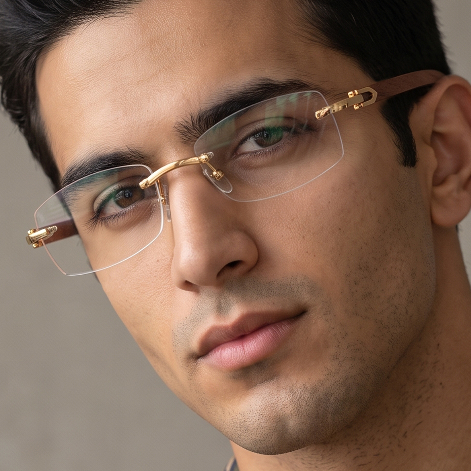 Monture de lunettes sans monture en bois pour hommes, haute qualité, originale, Vintage, rectangulaire, dioptrique, Flexible, grande tête
