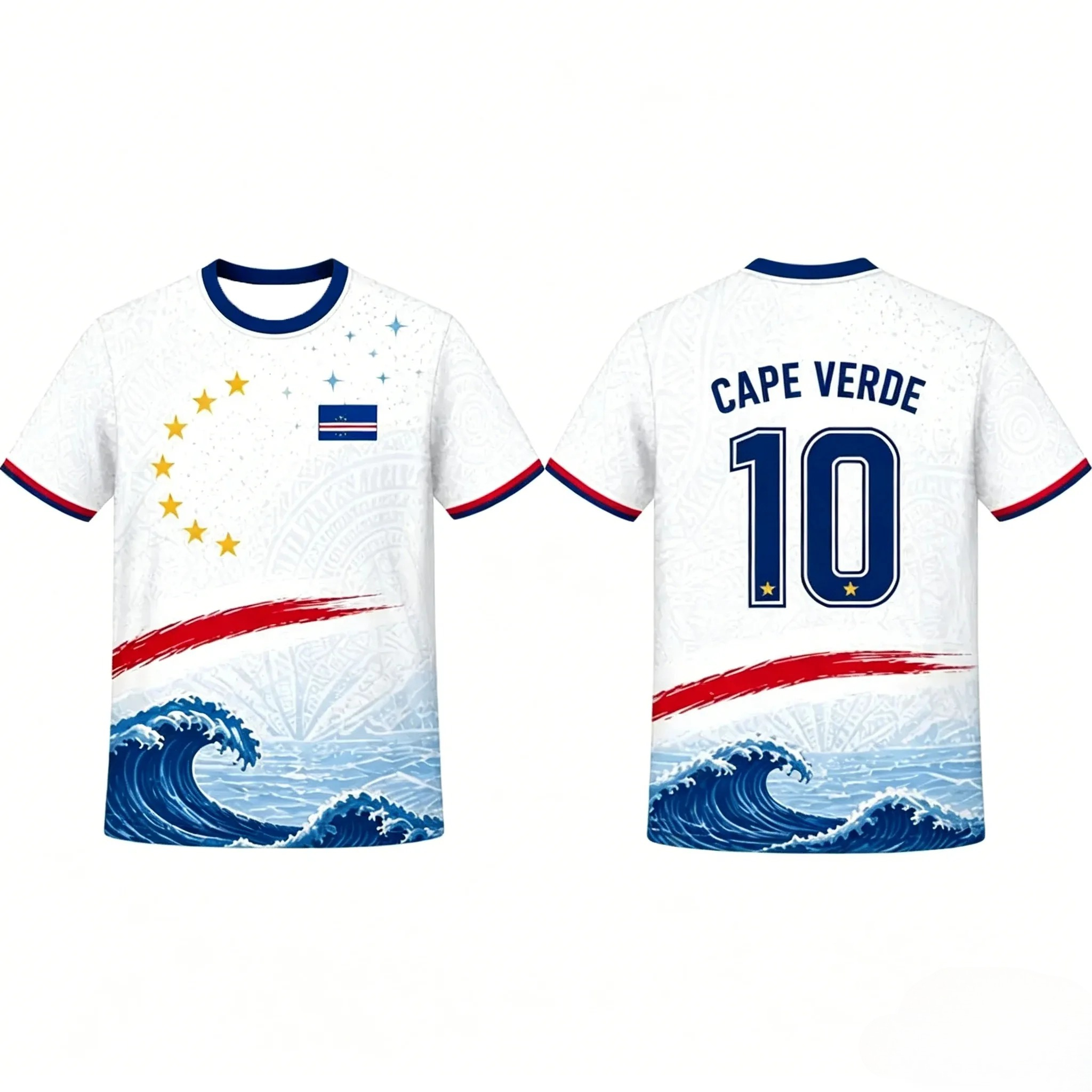 Maillot de football Cap-Vert, imprimé tropical 3D, adapté aux enfants et aux adultes, idéal pour l'entraînement, le fitness et la course à pied.