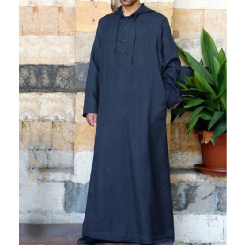 Robe à capuche à manches longues pour hommes, vêtements musulmans, document solide, Thobe Jubba, Dubaï, Moyen-Orient, Kaftan islamique, Arabie saoudite, 5XL