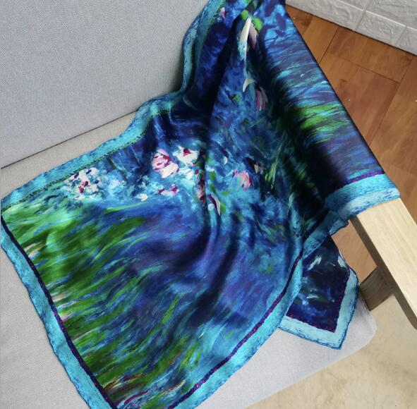Écharpe 100 % soie pour femmes, longue, à motifs, luxueuse, en soie naturelle, châles et étoles à imprimé floral, foulard pour le cou, écharpes en soie véritable.