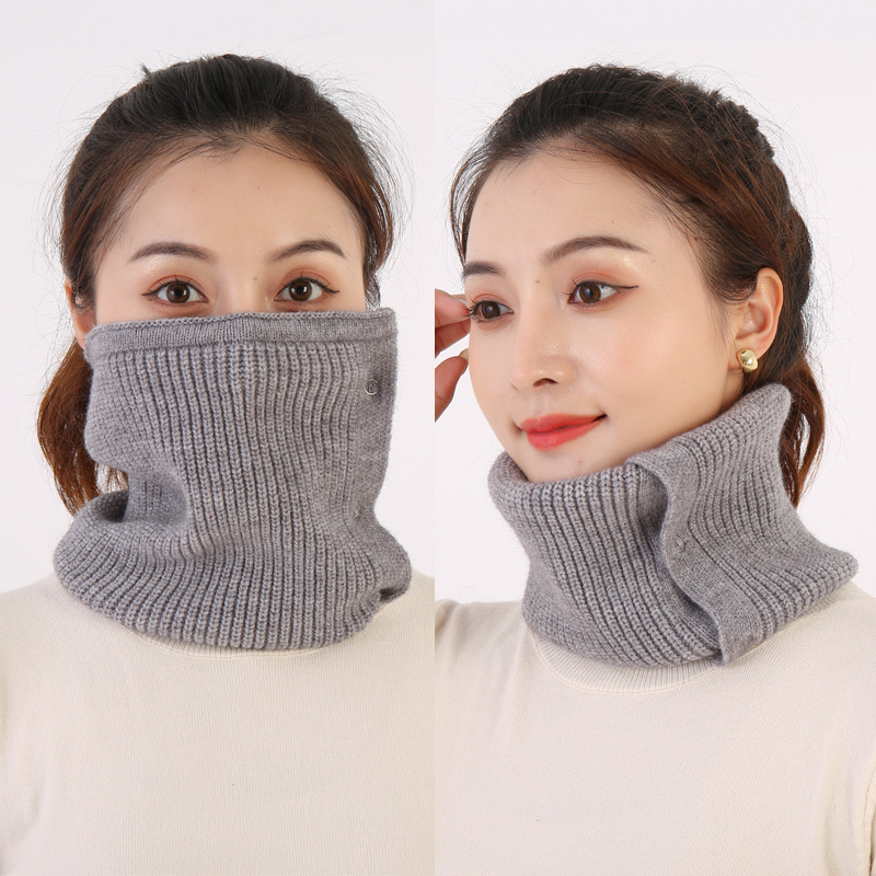 Écharpe tricotée chaude pour hommes et femmes, couvre-chef, boucle en cuivre, faux col en laine, élastique, pour garder le cou, T39