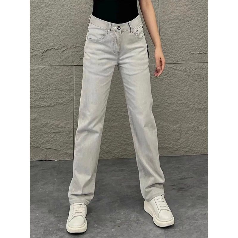 Jeans de luxe 2026 pour homme – Nouveauté été – Coupe slim tendance, jambe droite, effet amincissant – Blanc et gris originaux, style décontracté