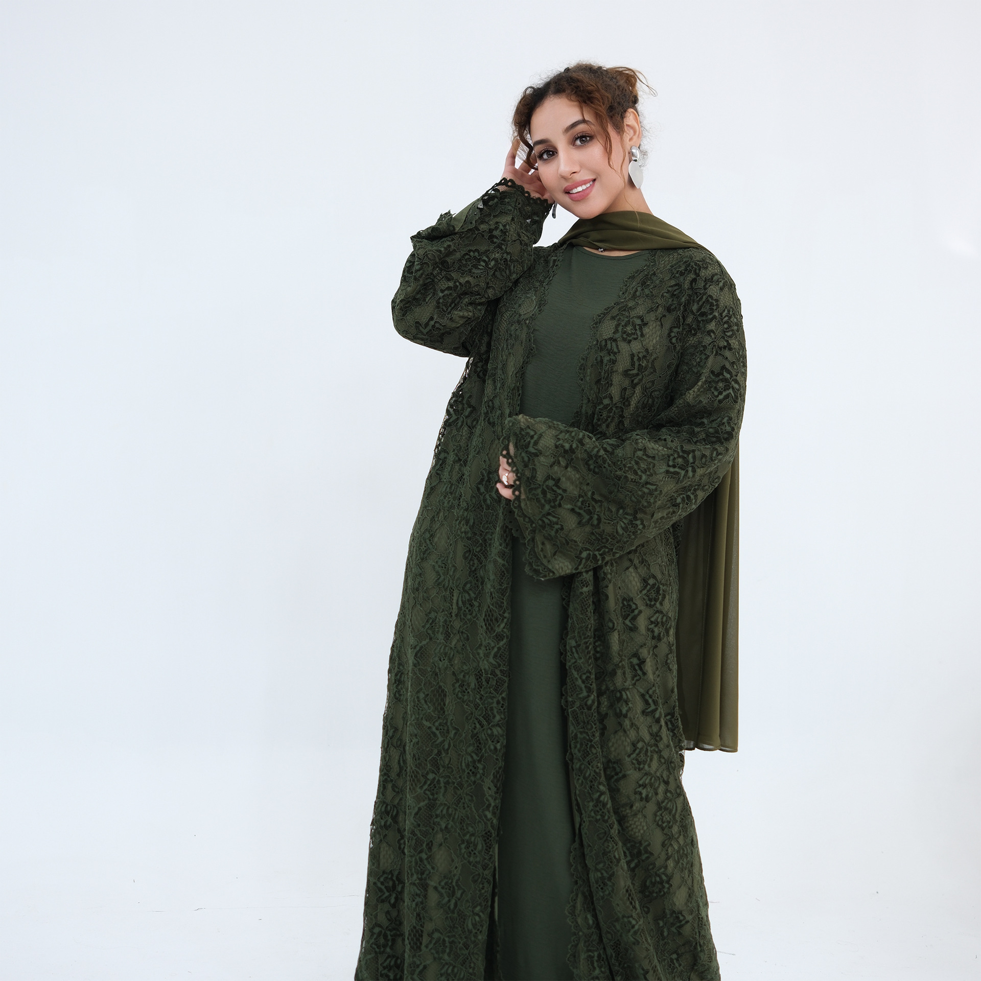 Robe Abaya en dentelle pour femme, Cardigan musulman, Robe de fête ouverte, Abayas du Ramadan, Kaftan de Dubaï, Islam, Maroc, Vestidos, Jalabiya