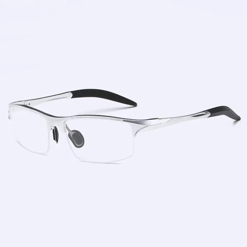 Monture de lunettes optiques demi-jante pour hommes, lunettes pour contrevenants, lunettes pour hommes, monture en alliage, 8177