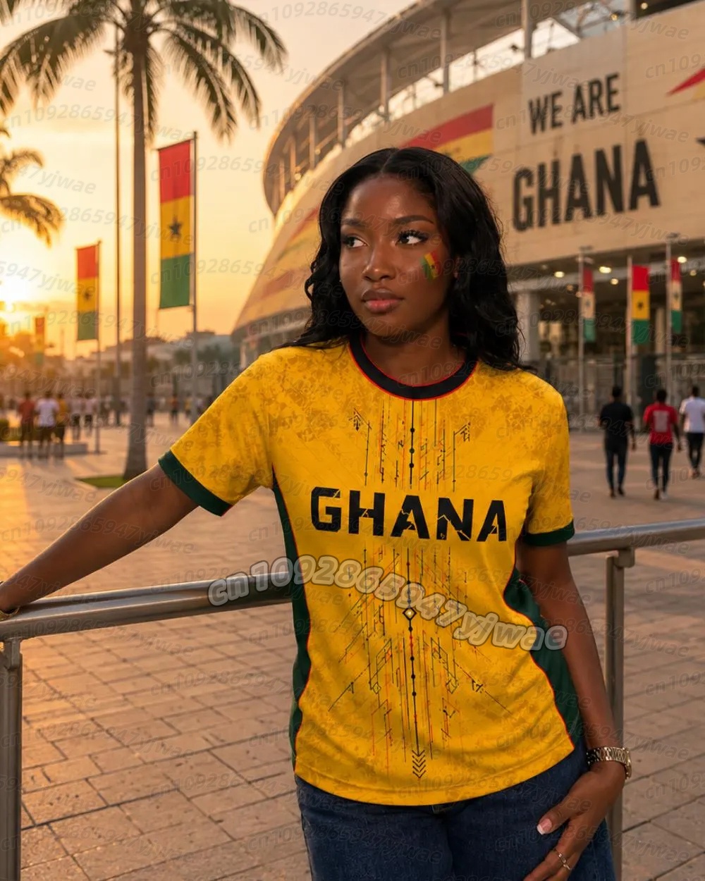 Maillot de football personnalisé 2026 pour femmes et hommes, uniforme de supporters du Ghana, t-shirt à manches courtes pour jeunes
