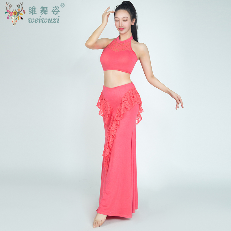 Costume de danse du ventre pour femmes, ensemble en maille confortable et respirante, vêtements d'entraînement de danse du ventre orientale pour adultes et filles