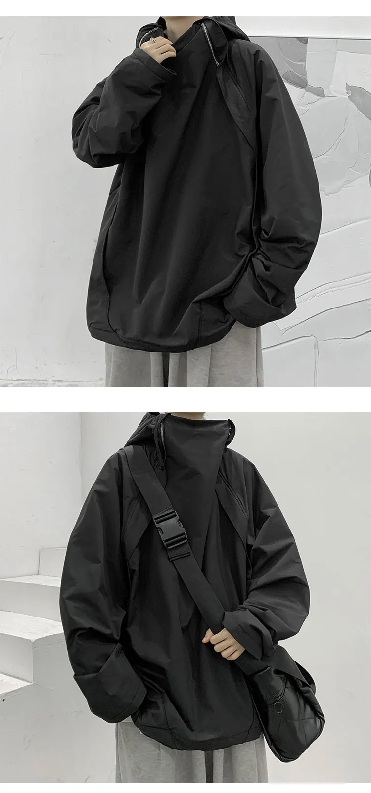 Veste coupe-vent imperméable pour homme, haut de randonnée, vêtements décontractés monochromes, vêtements d'extérieur, mode automne