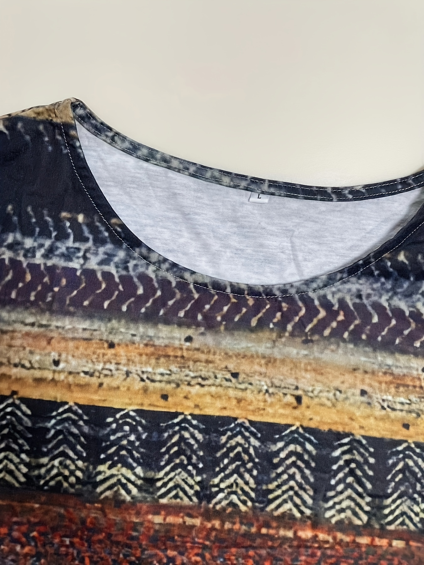 T-Shirt à manches longues et col rond imprimé décontracté pour femmes, grande taille, coupe confortable, haut pour femmes