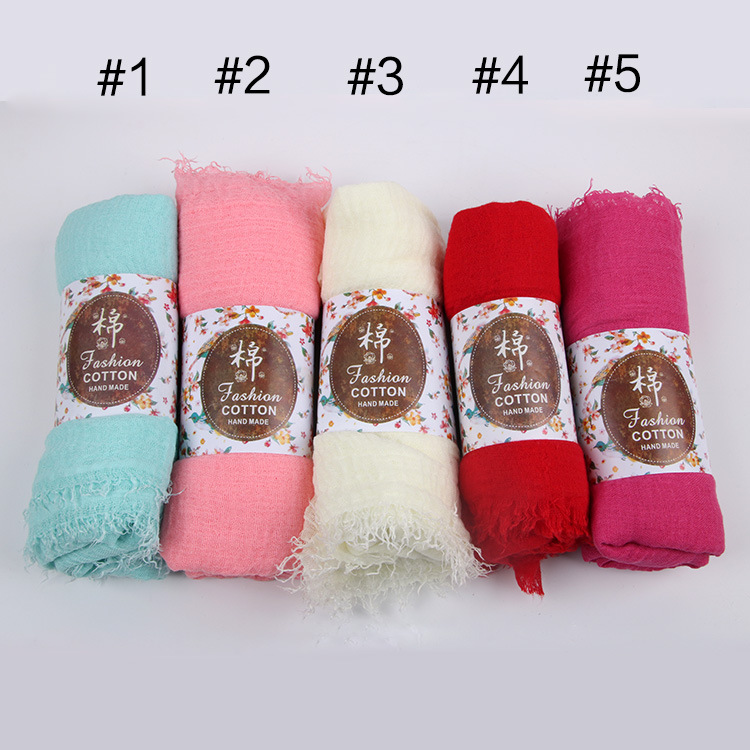 12 pièces/lot, châle long uni froissé en coton viscose, écharpe hijab froissée pour femmes, châle hijab musulman, vente en gros