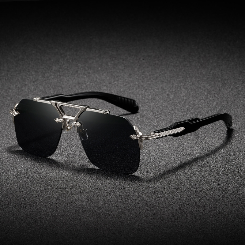 Marque de luxe classique carré sans monture lunettes de soleil hommes femmes rétro Vintage Punk lunettes de soleil surdimensionné nuances métal cadre lunettes