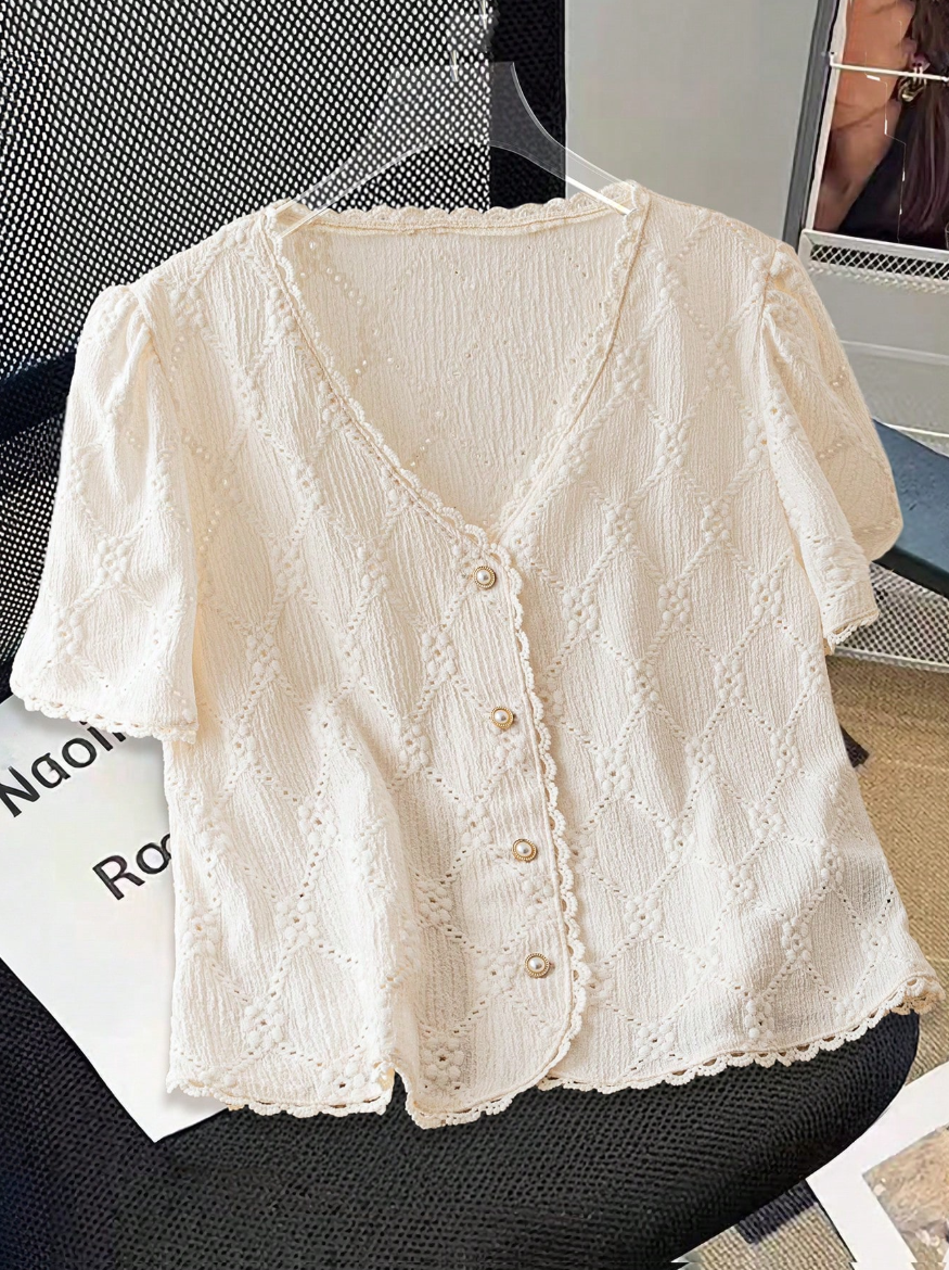 Chemise à manches courtes unie et simple pour femme, idéale pour les trajets quotidiens, décontractée et élégante, parfaite pour un usage quotidien.