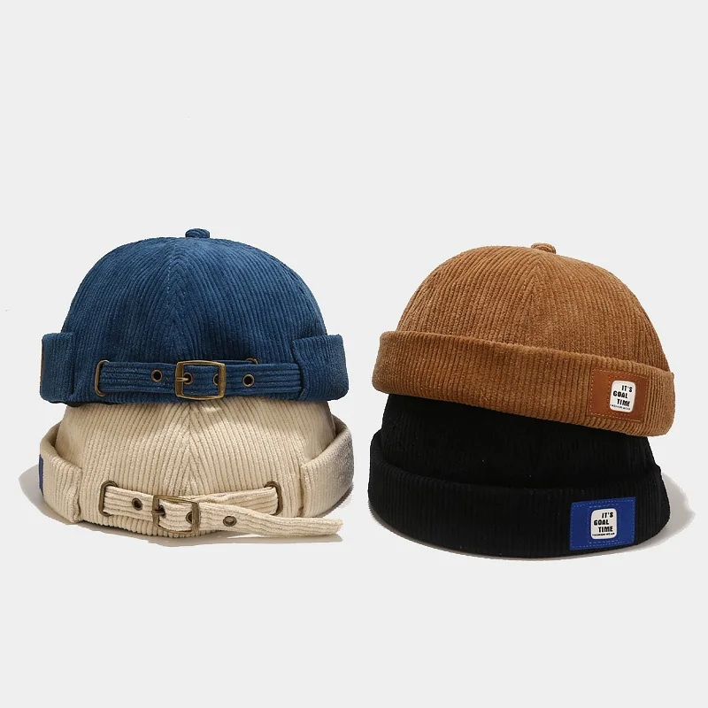 Casquette Docker Vintage sans bords, bonnet respirant en velours côtelé réglable, solide, casquette de marin pour hommes et femmes, automne 2025