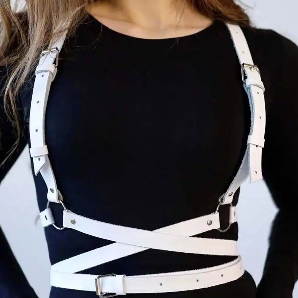 Ceinture punk pour femme, ceinture en cuir tendance, bretelles décoratives style streetwear pour femme, accessoires vestimentaires gothiques