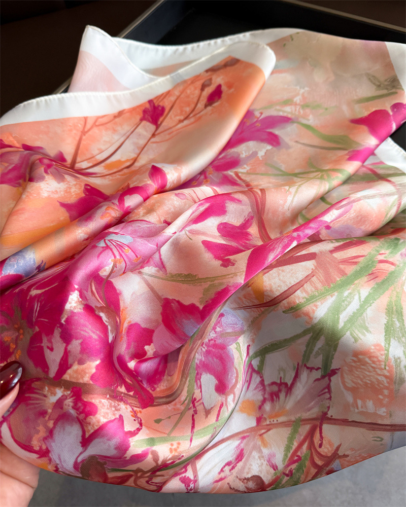 Nouveau Foulard Carré en Soie pour Femme, Imprimé Floral de Luxe, Doux, Bandeau, Ruban pour Sac à Main, Hijab, Foulard de Cou, Bandeau pour la Tête