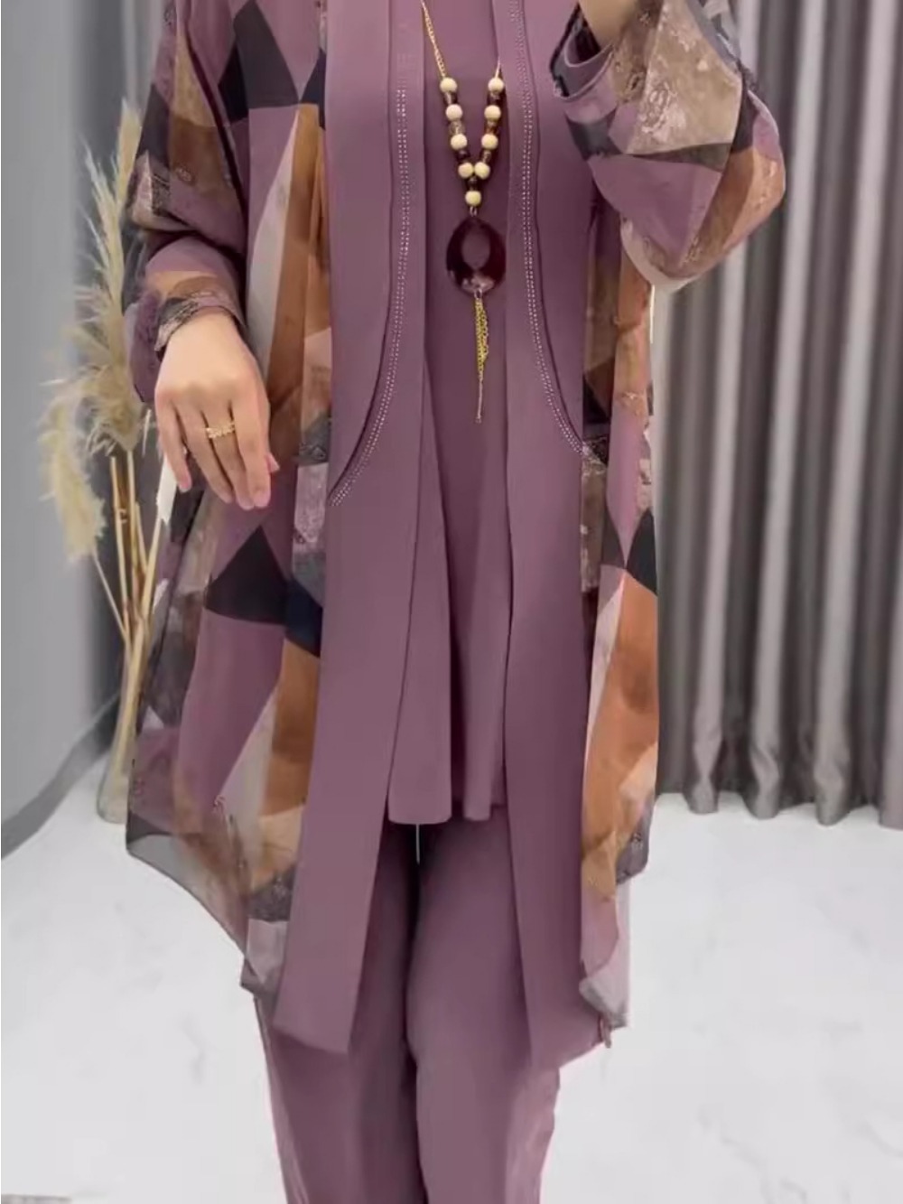 Eid femmes Abaya 3 pièces ensemble avec pantalon fête Ensembles musulmans Caftan Robe Jalabiya Ramadan marocain dubaï 2025 Ensembles Musulman