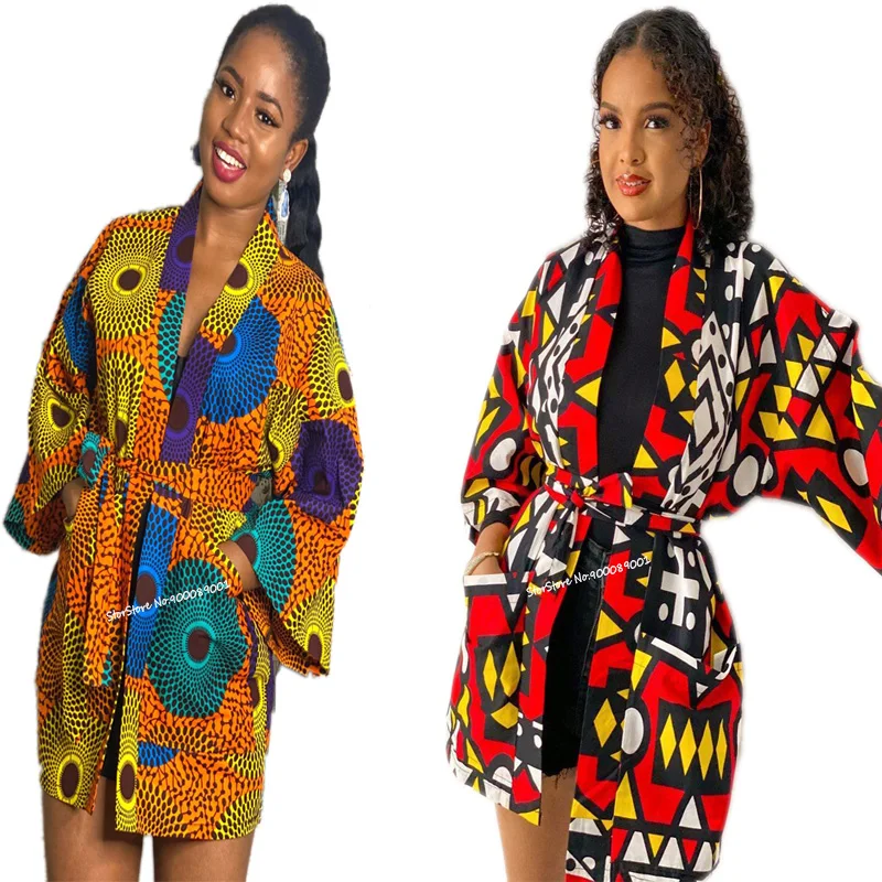 Robe africaine pour femmes, cardigan kimono à la mode, manteau traditionnel imprimé floral, jupe africaine de fête éducative
