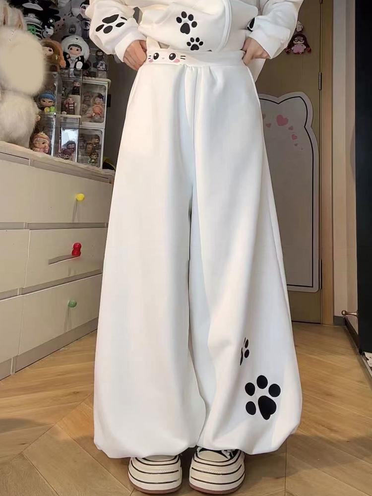Pantalon Bloomers Mignon et Doux pour Femme, Taille Haute, Style Preppy, Kawaii, Décontracté, Ample, Chic, Imprimé Dessin Animé