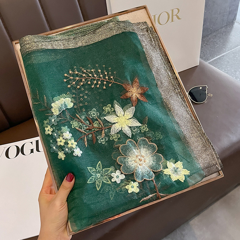 Écharpe en laine chaude pour femme, châles monochromes, pashmina floral Bufanda, écharpes de luxe brodées, hiver, nouveau, 2023