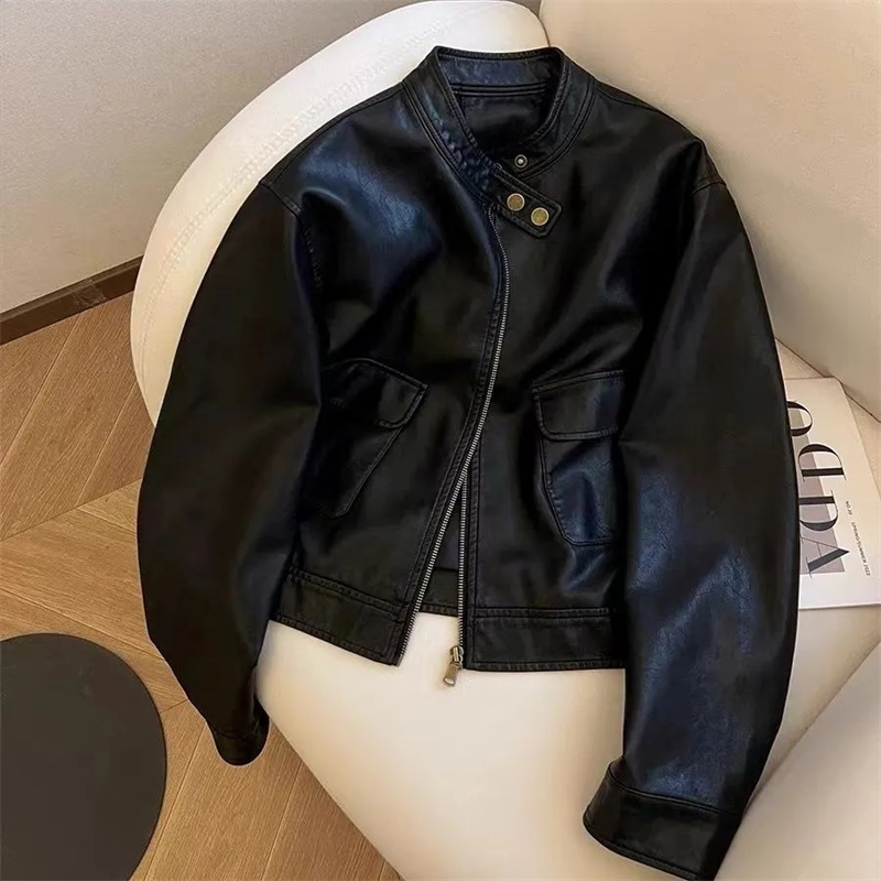 2025 femmes veste en cuir Pu femmes automne mode court décontracté tout-match hauts en cuir femme coréenne en cuir ample dame vêtements d'extérieur