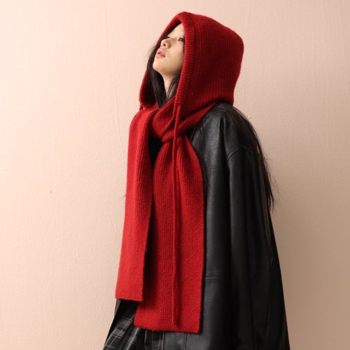 Écharpe et châle à capuche tricotés coréens en un, adaptés aux hommes et aux femmes en automne et en hiver, bombardier tricoté épais et chaud