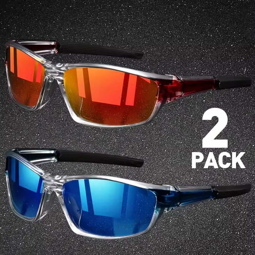 2 paires de lunettes de soleil de sport pour hommes, légères, Vision nocturne, nuances masculines, cyclisme, conduite, pêche, miroir de mode