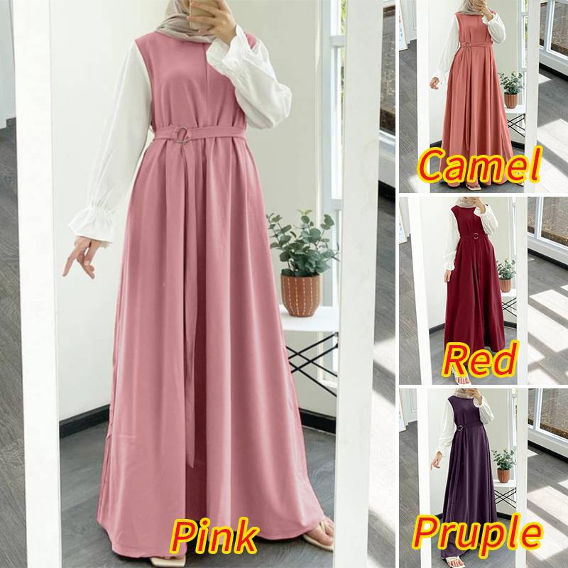 Robe Abaya à manches volantées pour femme musulmane col rond de haute qualité avec ceinture libre vêtements islamiques vêtements islamiques nouveau design