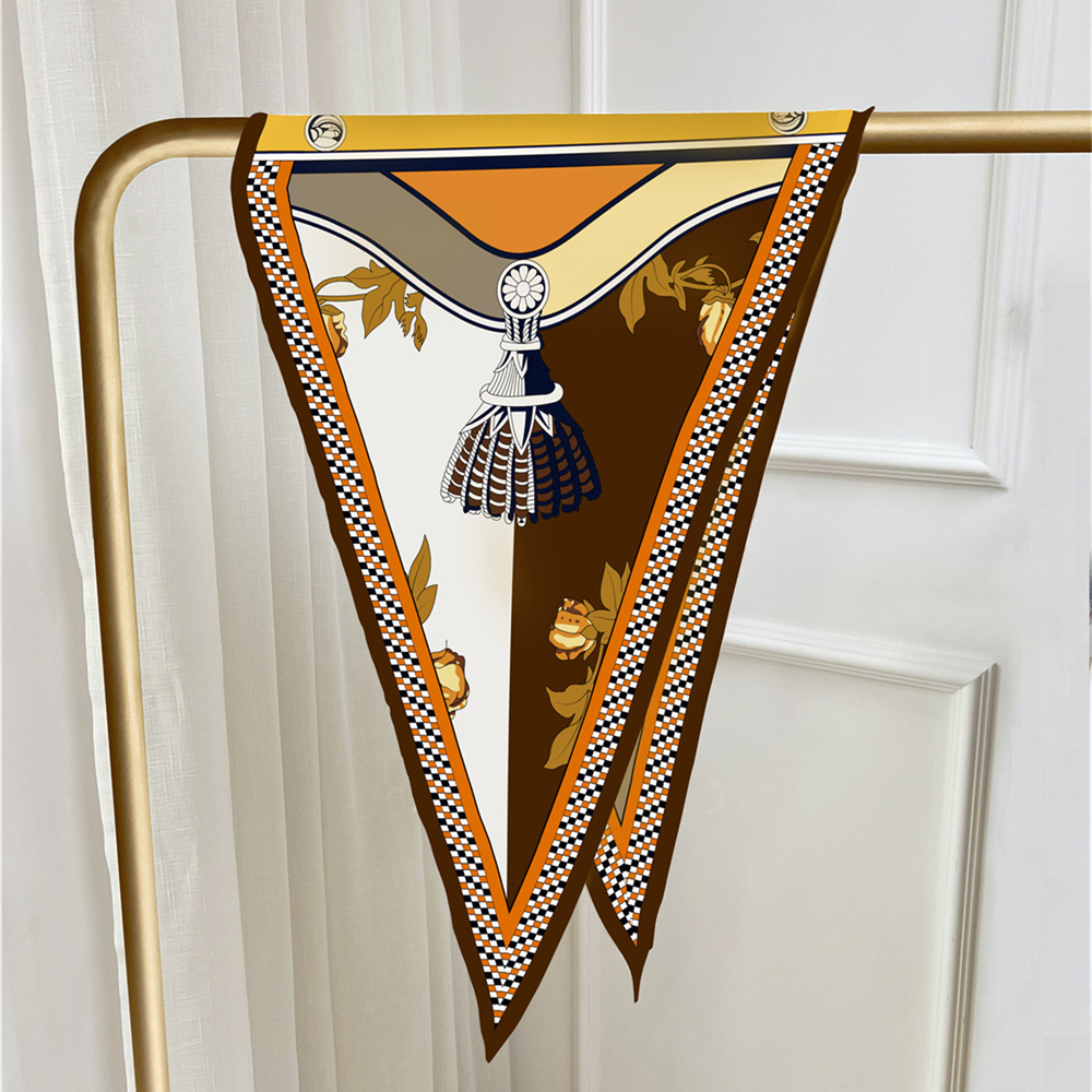 Foulard en soie imprimé de luxe pour femme, bandana, bandeau, hijab, écharpe, châle