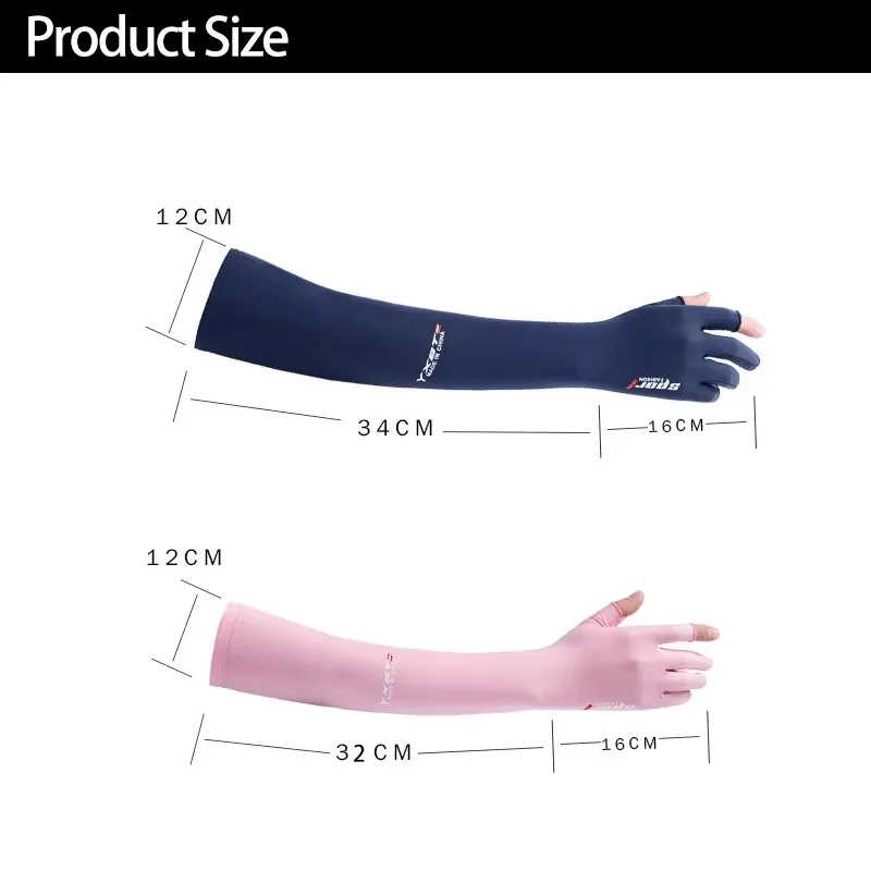 Manchons en soie glacée pour femmes et hommes, protection solaire estivale, respirants, antidérapants à deux doigts, pour la pêche, le cyclisme, la conduite, chauffe-bras