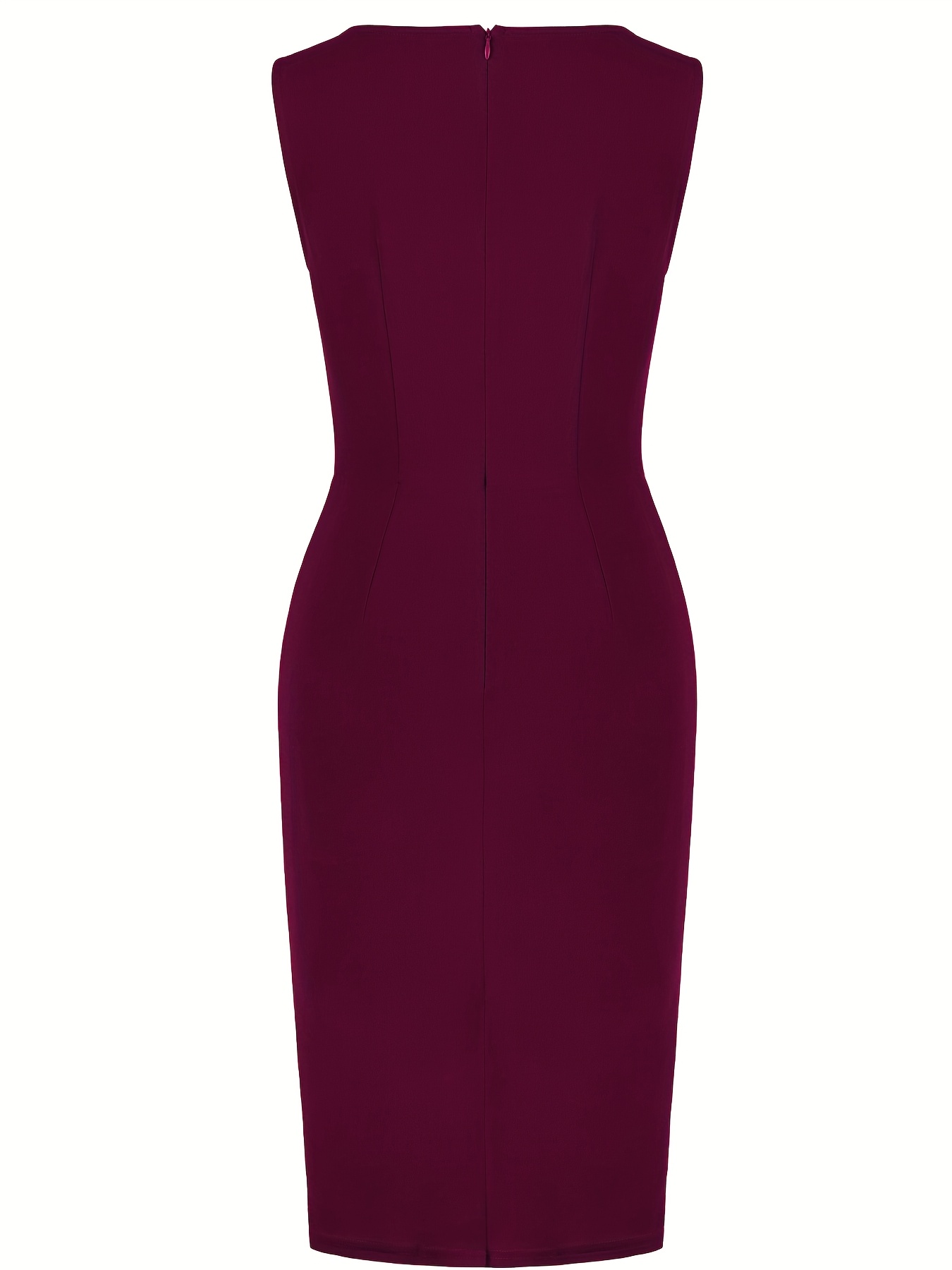 Robe fourreau élégante pour femme, col rond, sans manches, style vintage, ajustée, pour le travail, le bureau, les cocktails, les soirées, les occasions décontractées, avec volants