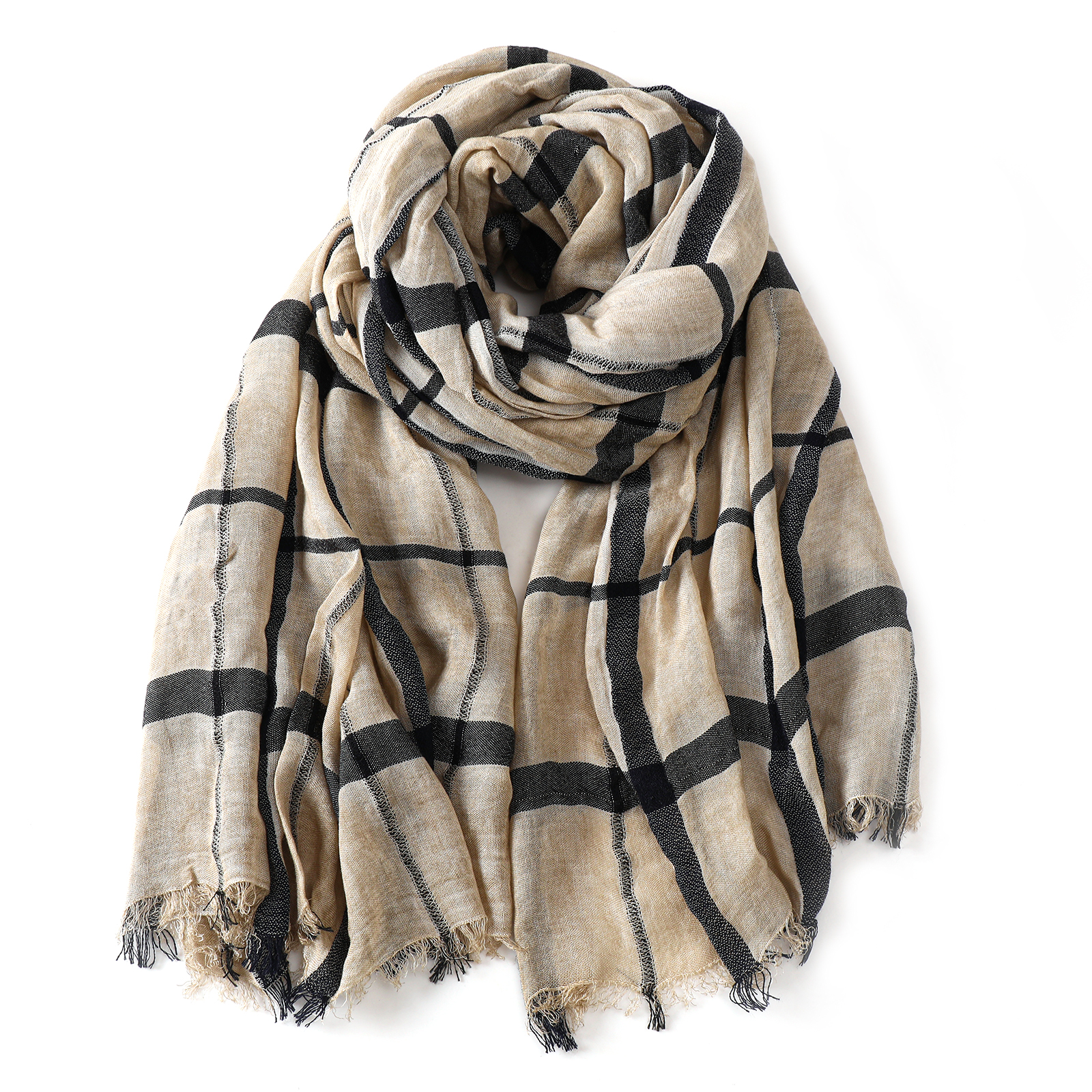 Mode Plaid coton lin hommes foulards automne hiver chaud hommes écharpe courte gland Bufanda mâle accessoires Pashmina châle