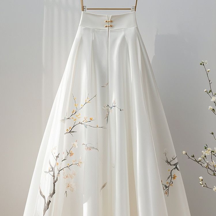 Tempérament mousseline de soie blanc Jupe Midi Faldas Mujer printemps été une ligne Юбки Jupe mode coréenne Ropa Mujer