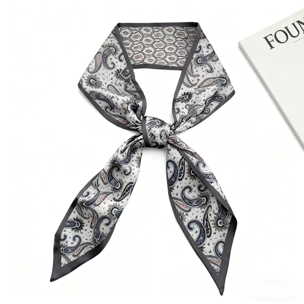 Nouvelles écharpes longues de luxe pour femmes, bandeau rétro, foulard imitation soie, ruban à nouer autour du cou, ceinture florale tendance pour poignet, mouchoir de cou