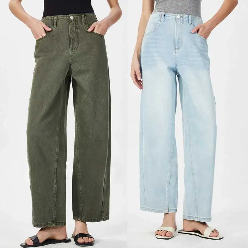 Jean de haute qualité femme décontracté coupe ample printemps été jean femme 2025 100% coton nouveau jean